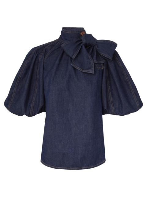 ZIMMERMANN 9866DSS241LACEIVO 関税送料込 Zimmermann ILLUMINATE TIE NECK BLOUSE | REVERSIBLE