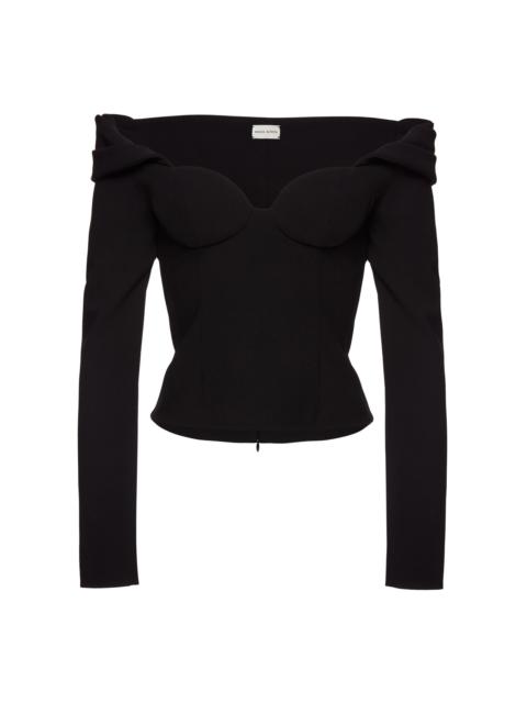 Off-The-Shoulder Stretch-Wool Top black