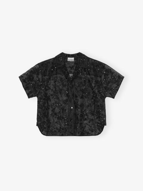 BLACK EMBELLISHED ORGANZA SHIRT