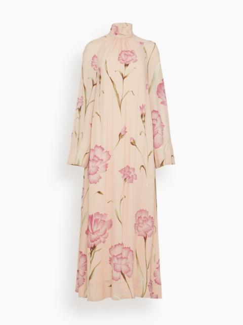 Macro Carnation Kaftan Dress in Rose