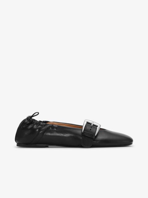 BLACK BUCKLE STRAP BALLERINAS
