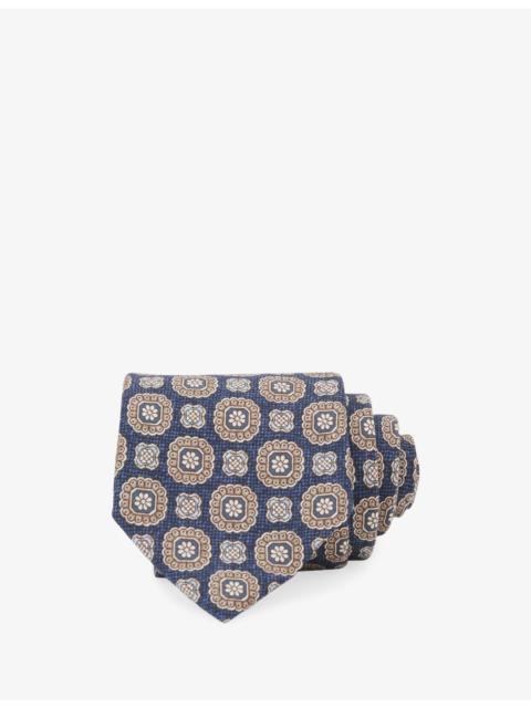 Alessio Floral-Medallion Print Silk Tie