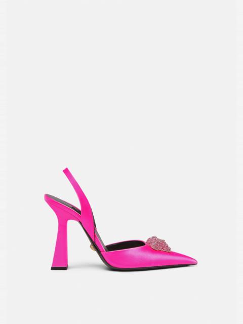 Crystal La Medusa Satin Sling-Back Pumps