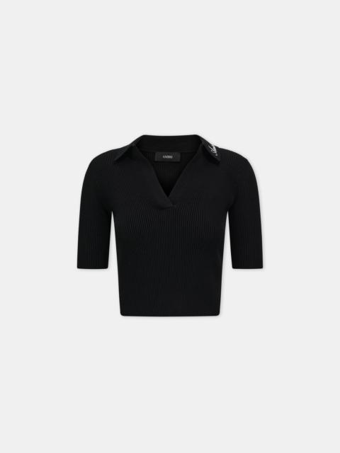 WOMEN'S SCRIPT RIB KNIT SS POLO