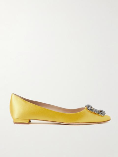 Hangisi Crystal-embellished Satin Point-toe Flats