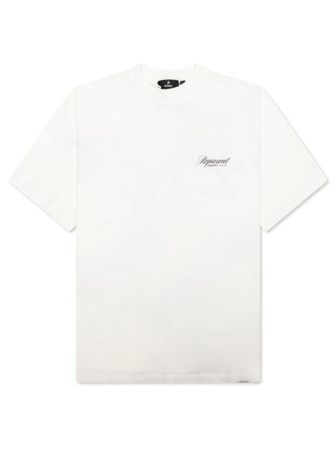 OWNERS CLUB SCRIPT T-SHIRT - FLAT WHITE