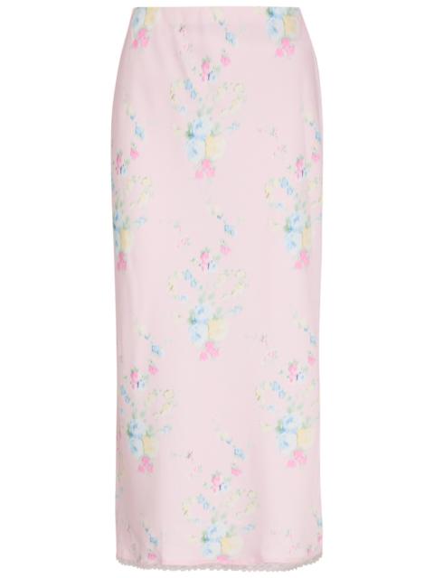 Loveshackfancy Kalo Floral-print Satin Midi Slip Skirt