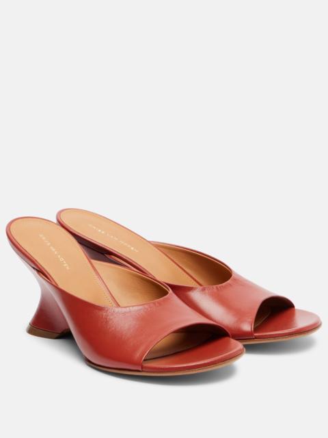 75 leather wedge mules