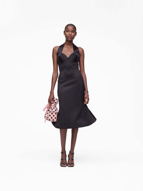 SCULPTED SATIN HALTER DRESS
