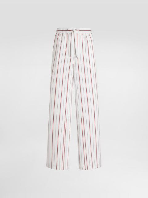 Striped poplin trousers