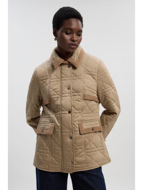 Quilted Padded Cord Mix Short Coat