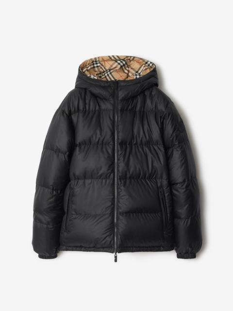 Reversible Check Hooded Puffer Jacket