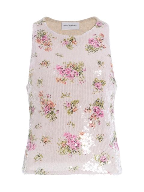 The Noemi  Paillette Floral Tank Top pink