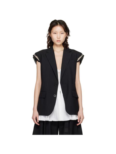 Black Chalk Stripe Vest