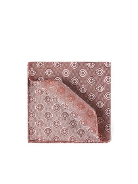 medallion-print silk pocket square