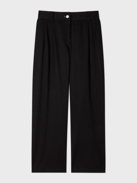 Women's Garment-Dyed Black Barrel-Leg Trousers