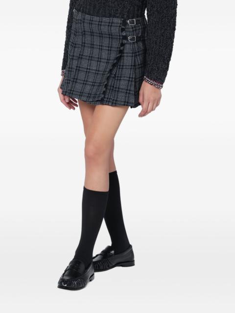 pleated check mini skirt