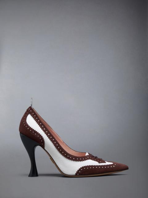 CALF SUEDE LOW THROAT WINGTIP PUMP 90MM