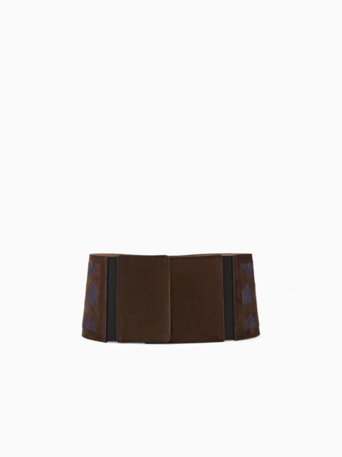 EMBROIDERED SUEDE WIDE BELT