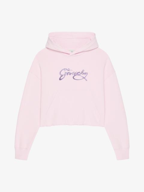 CROPPED HOODIE IN FLEECE WITH GIVENCHY SNAKE PRINT