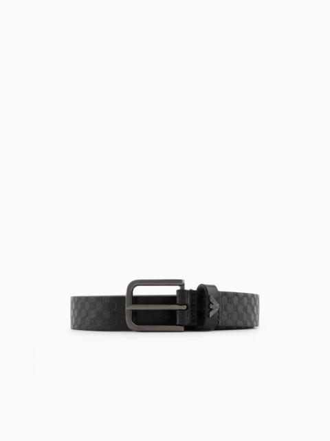 LEATHER BELT WITH ALL-OVER EMBOSSED PATTERN
