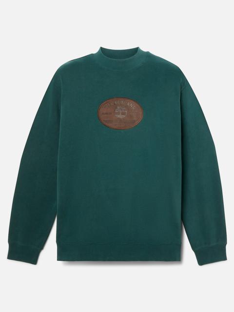 Men's Leather Badge Crewneck Sweatshirt