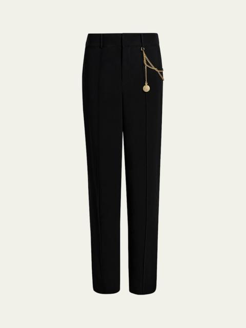 Alaina Chain-Embellished High-Rise Cigarette Pants