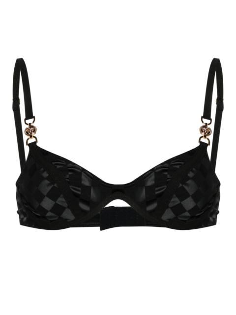 VERSACE Black Checkerboard-Print Underwired Bra | REVERSIBLE