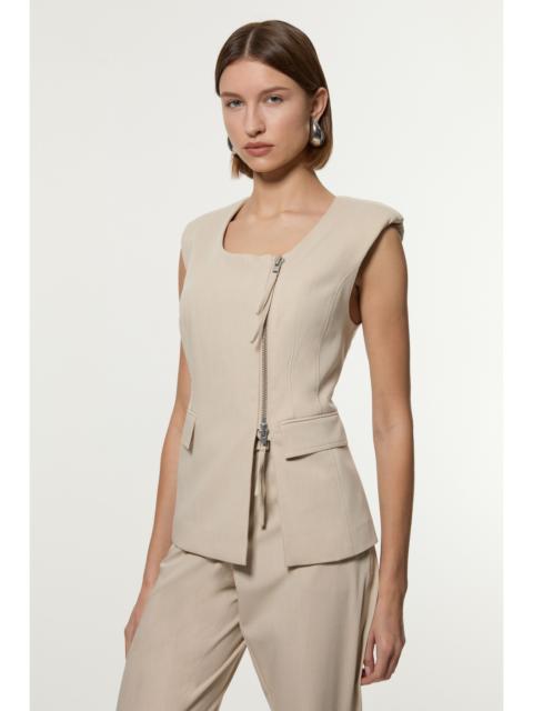 Tailored Viscose Zip Through Multi Stitch Waistcoat