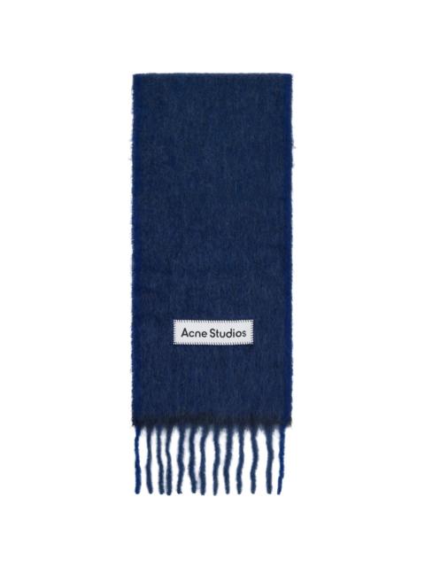 Navy Wool Mohair Scarf