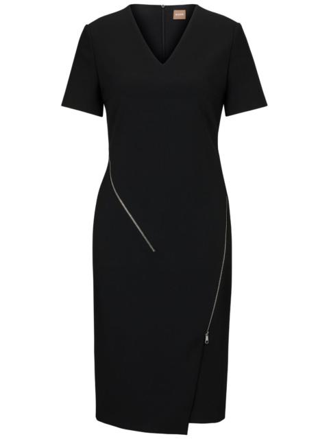 V-neck zip-detail dress