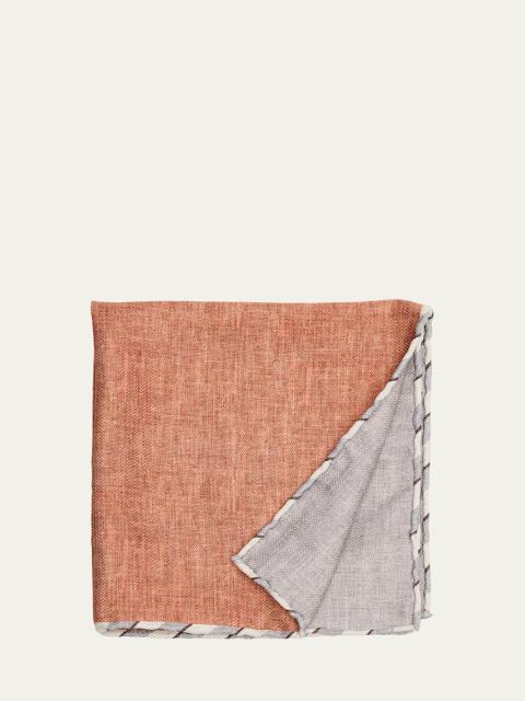 Men's Double-Face Stripe-Trim Silk Pocket Square