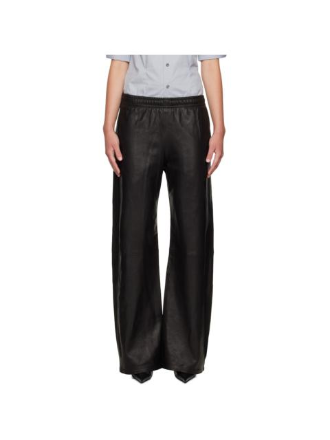 Black Lined Lambskin Pants