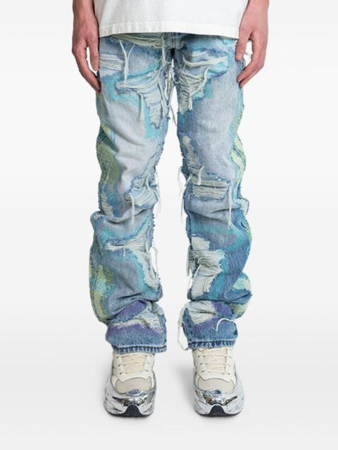 distressed embroidered jeans