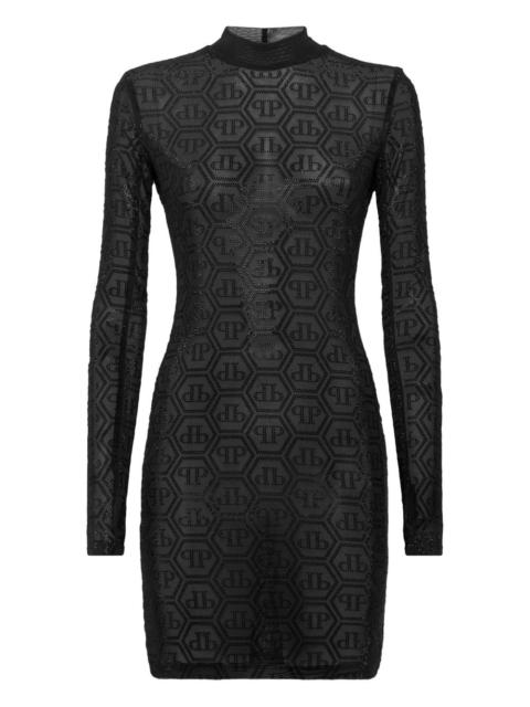 Tulle Monogram Strass mini dress