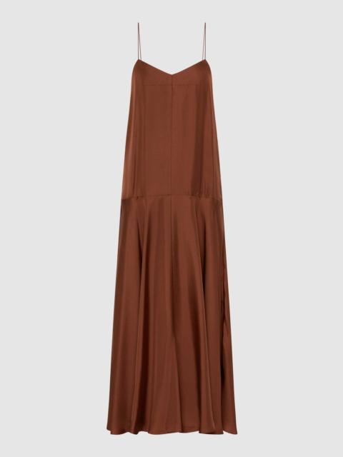 Silk Twill Relaxed Slip Dress - Brick