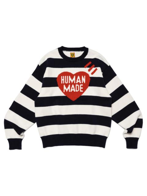 Human Made Striped Heart Knit Sweater Navy