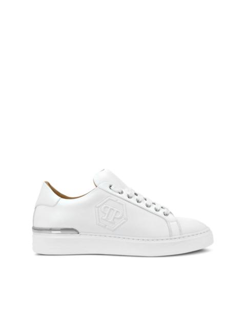 embossed leather sneakers