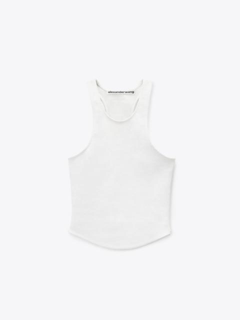White Stretch Leather Tank