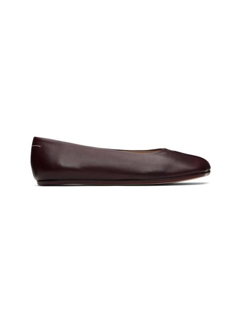 Burgundy Stitch-out Leather Ballerina Flats