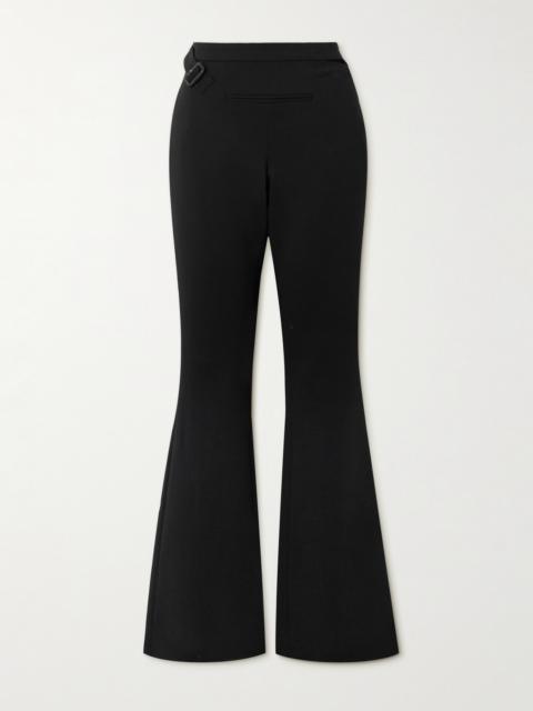 Cutout Buckled Wool-blend Flared Pants