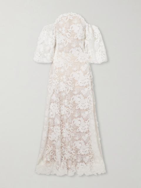 Off-the-shoulder Embroidered Lace Gown