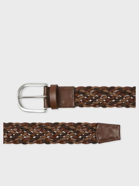 Dark Brown Leather Mixed Weave Belt
