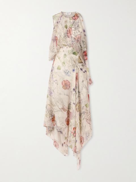 Ruffled Floral-print Silk-chiffon Midi Dress