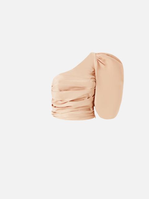 ONE-SHOULDER TAFFETA CROP TOP
