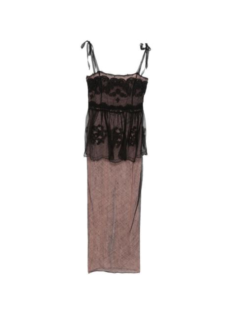 lace-tie evening dress