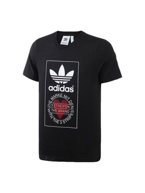 Men's adidas originals Valentine's Day Series Unisex Tee Love Printing Short Sleeve Black GK7166