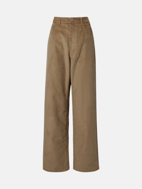 Cotton corduroy wide-leg pants