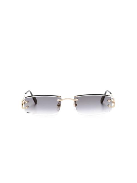 rectangle-frame rimless sunglasses