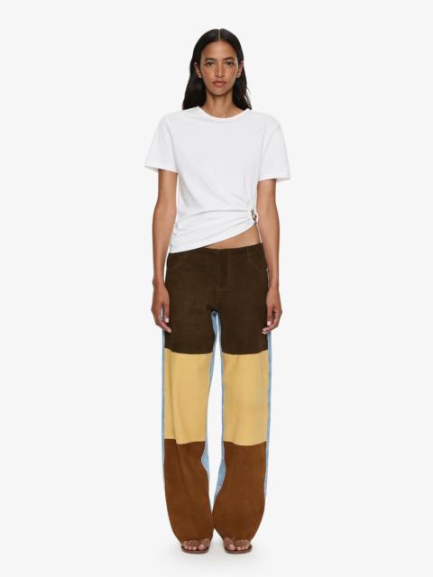 Spliced Suede Denim Jean